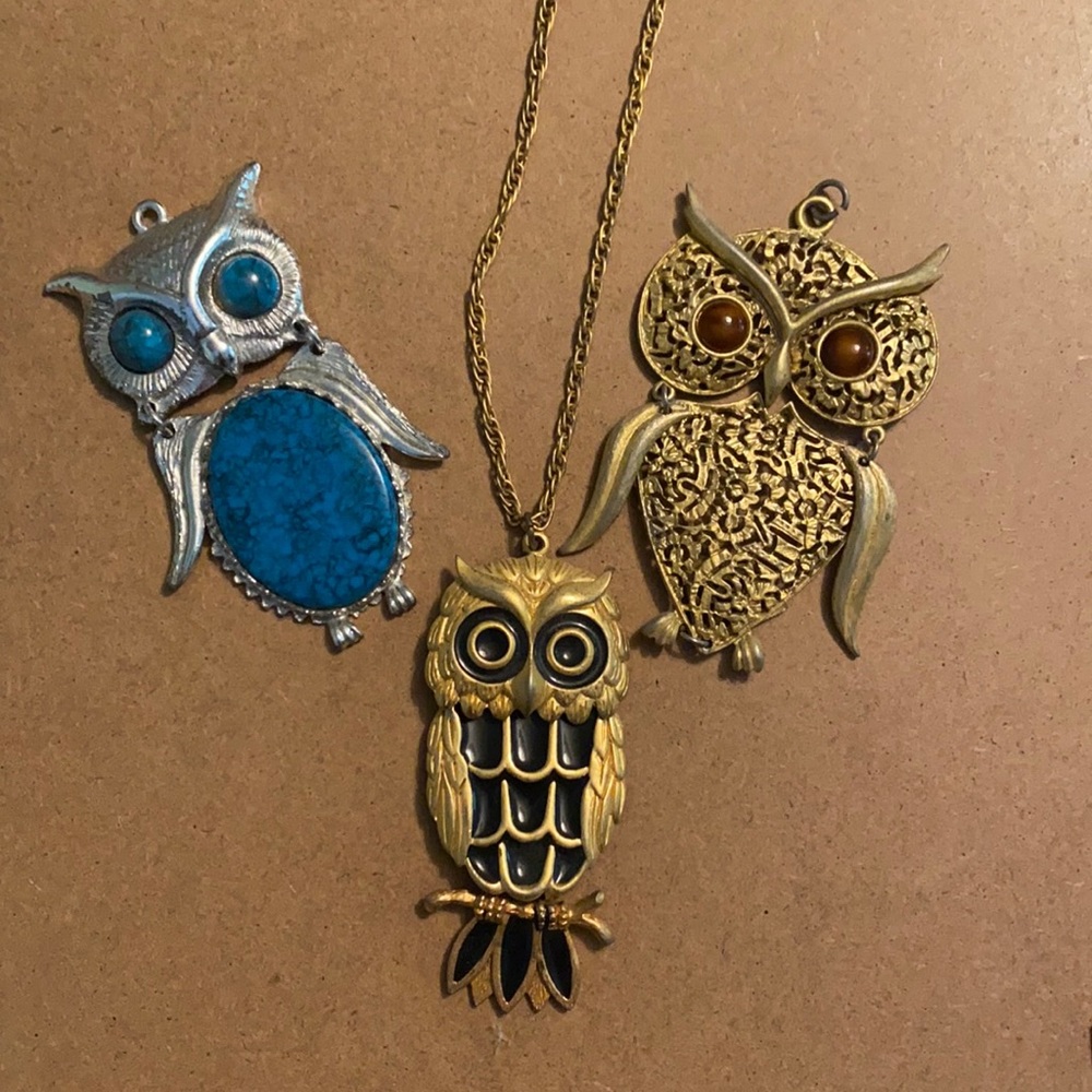 vintage owl pendants